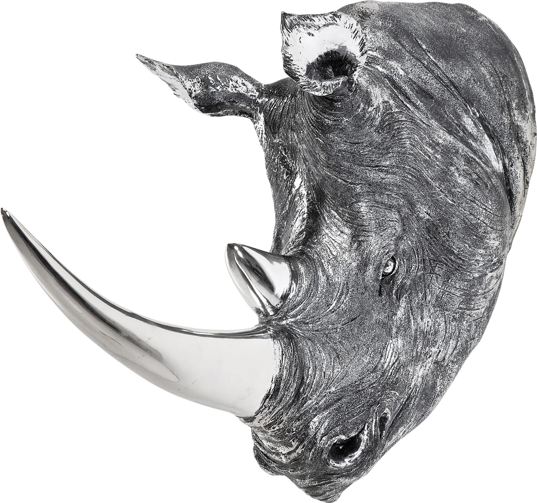 Kare Design Deco Head Rhino Antique, silver, polyresin